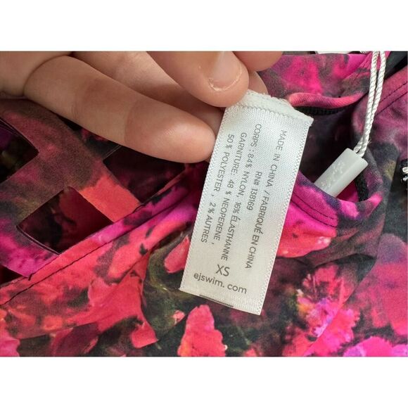 NWT Elizabeth Jones Floral Surf Swim Zip Up Swim Top Size X-Small - Picture 4 of 7